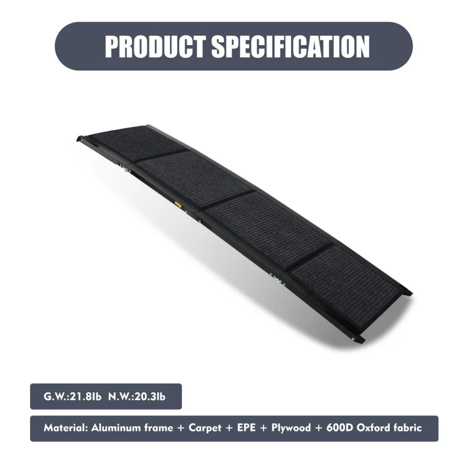 Dog Ramp For Car 71inch Long & 19.3inch Wide Portable Dog Ramps For Large Dogs With Non-Slip Rug Surface Dog Car Ramp For SUV Car & Truck view 2