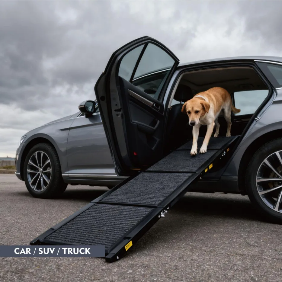 Dog Ramp For Car 71inch Long & 19.3inch Wide Portable Dog Ramps For Large Dogs With Non-Slip Rug Surface Dog Car Ramp For SUV Car & Truck view 3