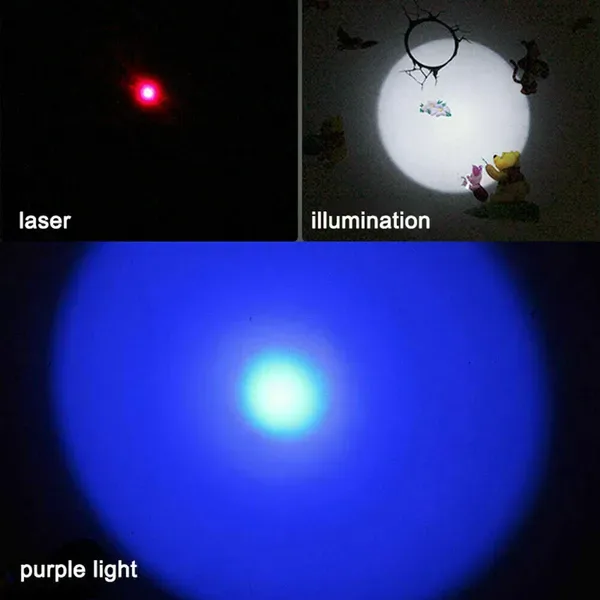 3in1 1mw Cat Laser Pointer Pen USB Rechargeable For Cat Toy White Torch & UV Light view 2