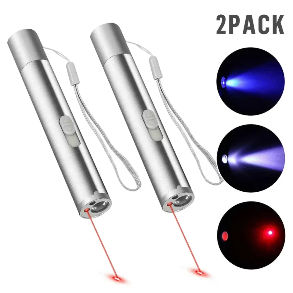3in1 1mw Cat Laser Pointer Pen USB Rechargeable For Cat Toy White Torch & UV Light view 4