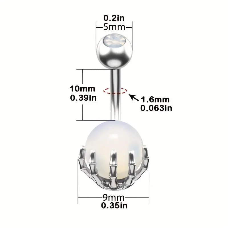 Skeleton Balls Piercing Banana Piercing Stainless Steel 14G Belly Button Piercing Women's Claws view 3