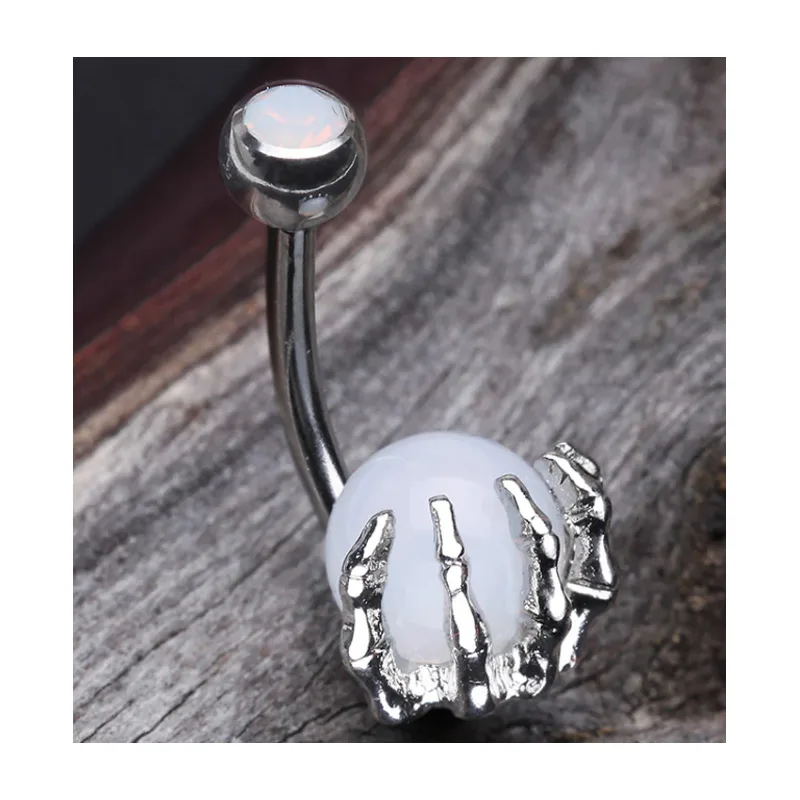 Skeleton Balls Piercing Banana Piercing Stainless Steel 14G Belly Button Piercing Women's Claws view 4