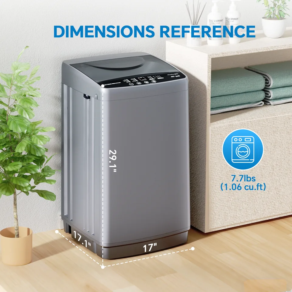 Portable Washing Machine, 7.7 Pounds, Fully Automatic Compact Model, Stainless Steel Tub, 10 Washing Modes, LED Display Screen view 4