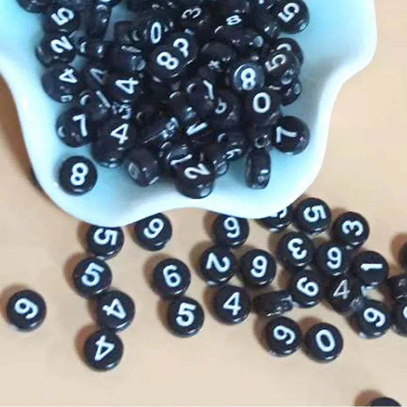 Weergave 2 van 800 Pieces Black Round Acrylic With Black Silver Numbers Silver Letters Lphabet Beads For Jewelry Making Bracelets Necklaces Key Chains