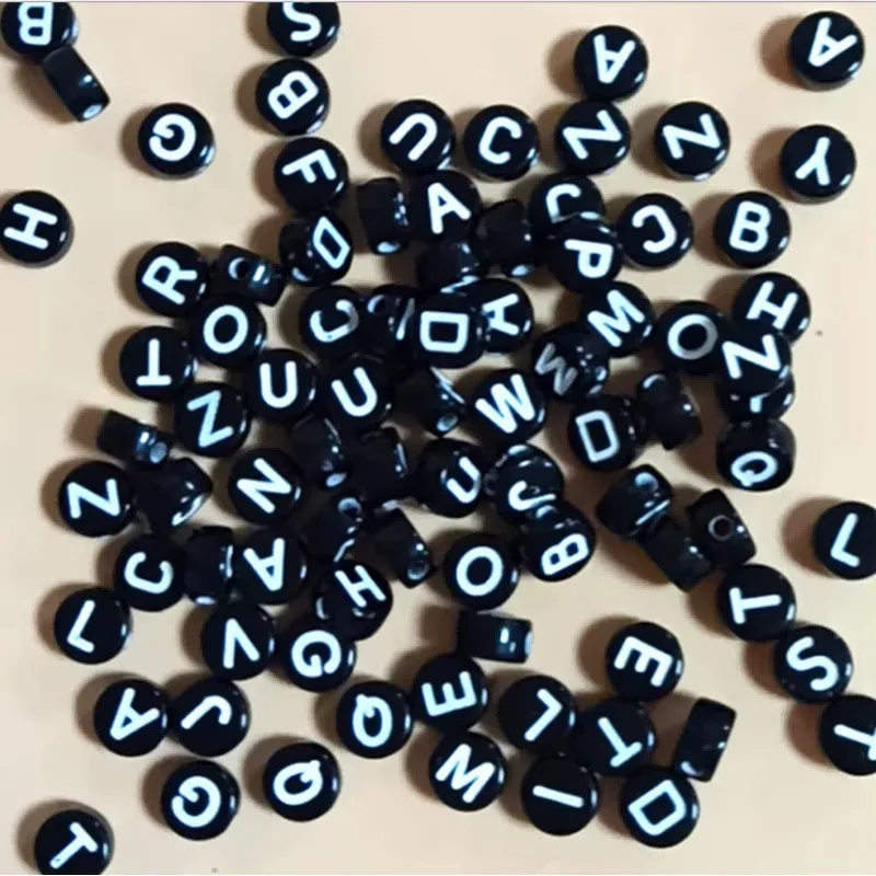 Weergave 5 van 800 Pieces Black Round Acrylic With Black Silver Numbers Silver Letters Lphabet Beads For Jewelry Making Bracelets Necklaces Key Chains
