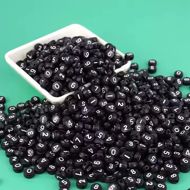 Weergave 3 van 800 Pieces Black Round Acrylic With Black Silver Numbers Silver Letters Lphabet Beads For Jewelry Making Bracelets Necklaces Key Chains