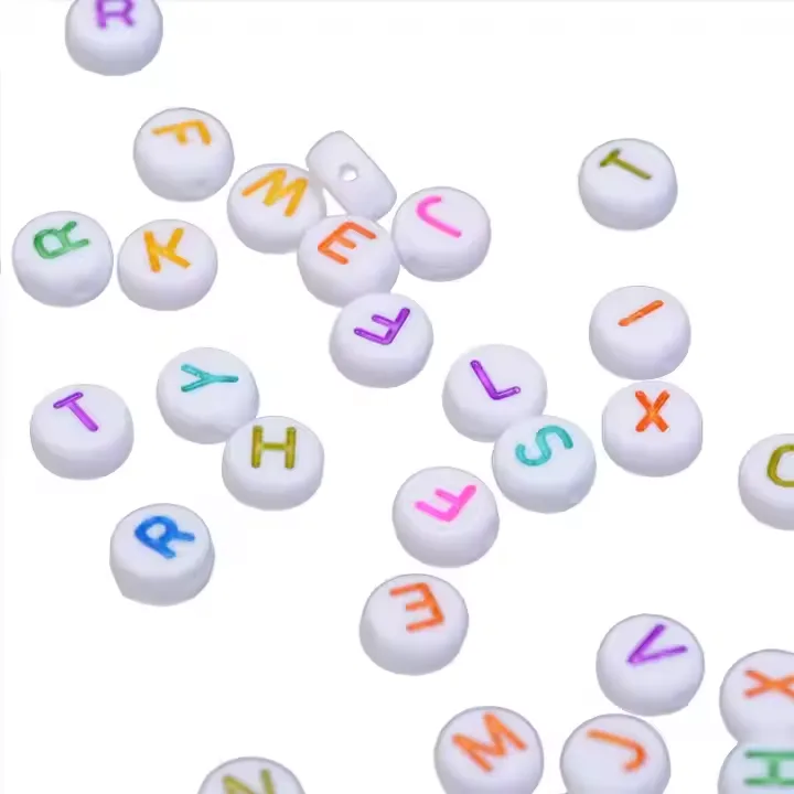 800pcs Letter Beads, Round Alphabet A Z Letter Beads ,White Beads With Coloured Letters, White With Coloured Letter Beads, Colour Letter view 2