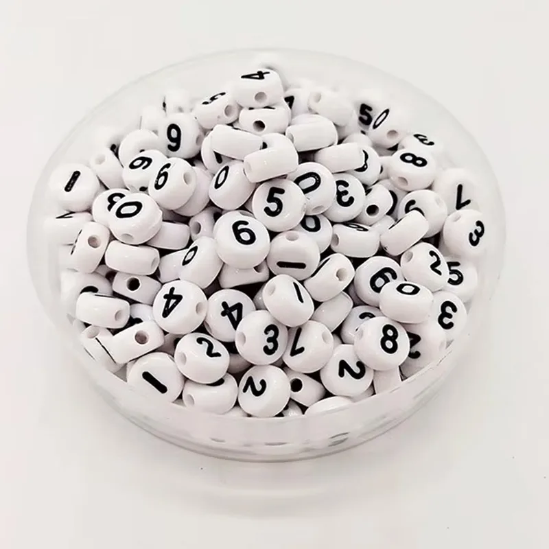 800pcs Letter Beads, Round Alphabet A Z Letter Beads,Stylish Number Beads, White With Letter Beads view 1
