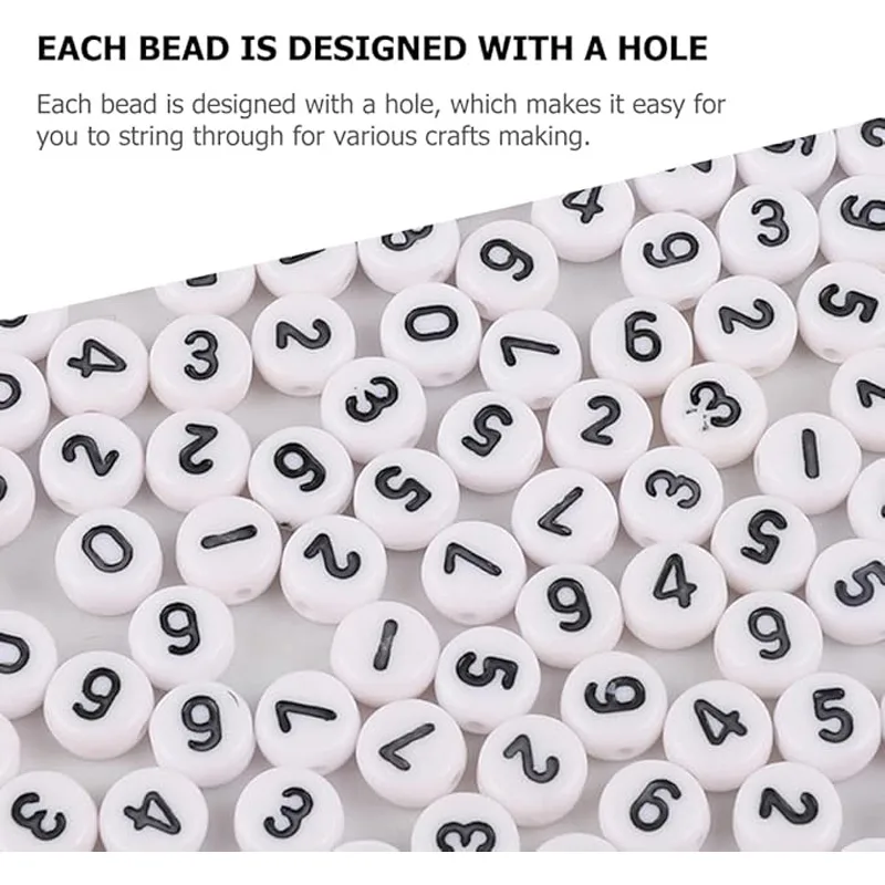 800pcs Letter Beads, Round Alphabet A Z Letter Beads,Stylish Number Beads, White With Letter Beads view 2