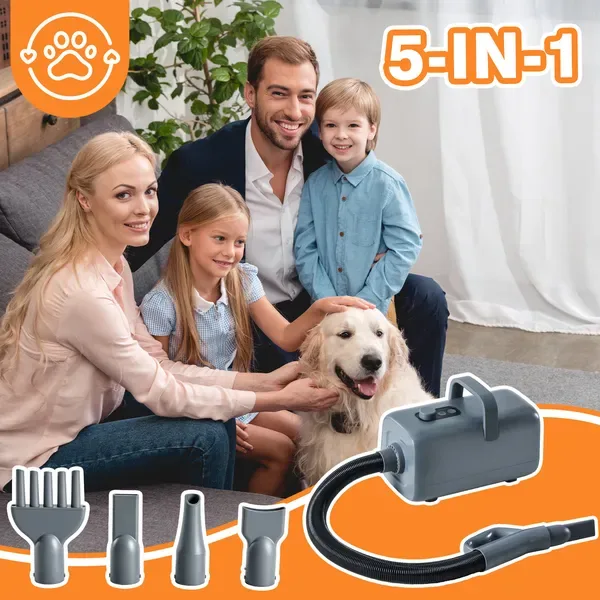 1550W High Velocity Pet Blow Dryer With Heater For Grooming, Speed Temperature Adjustable Dog Blower Grooming Dryer With 4 Nozzles view 7