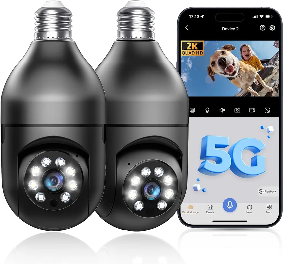 Light Bulb Security Camera 2.4GHz 5G Wi Fi Outdoor, 1080P E27 Light Socket Security Camera, Indoor 360 Home Security Cameras view 8