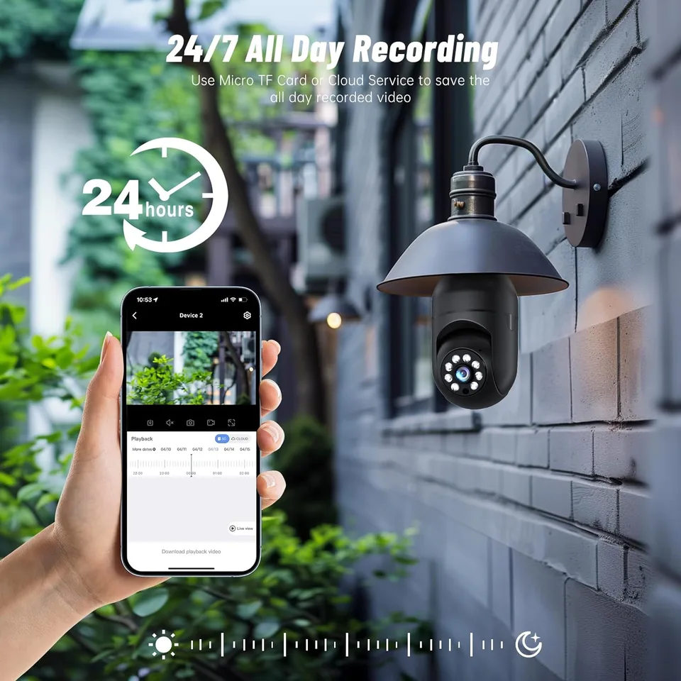 Light Bulb Security Camera 2.4GHz 5G Wi Fi Outdoor, 1080P E27 Light Socket Security Camera, Indoor 360 Home Security Cameras view 6