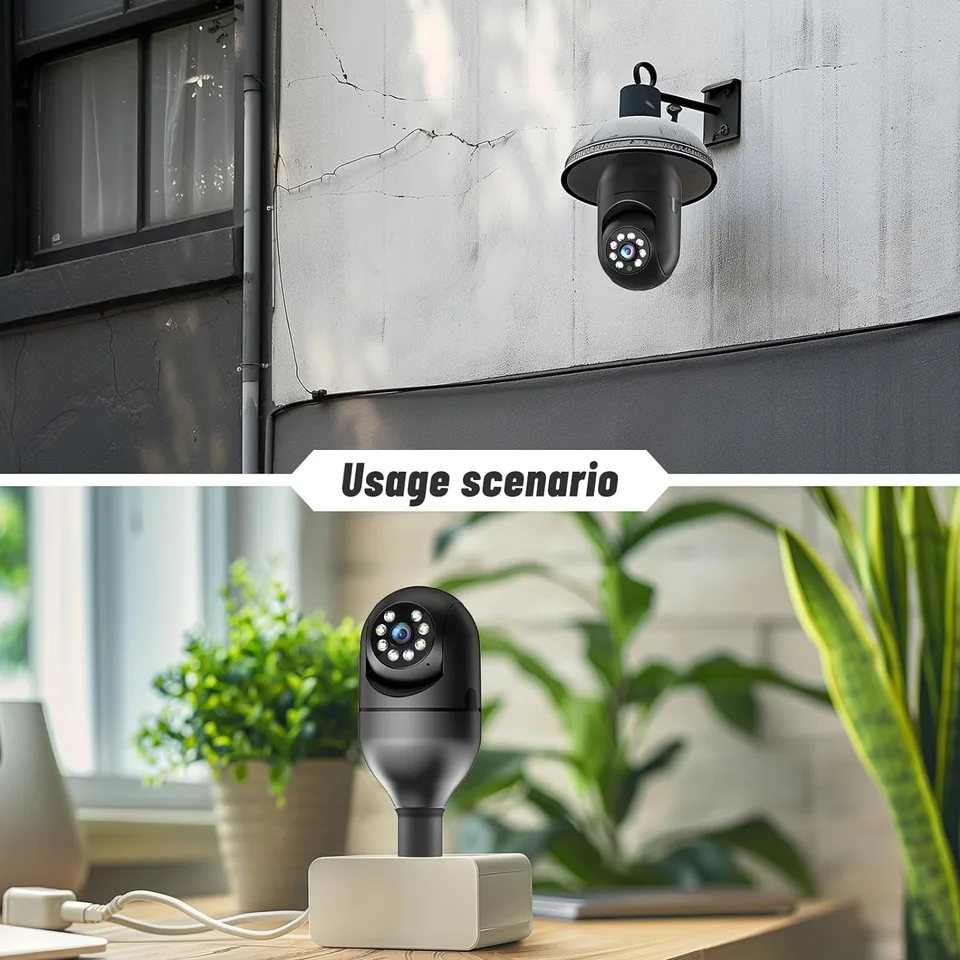 Light Bulb Security Camera 2.4GHz 5G Wi Fi Outdoor, 1080P E27 Light Socket Security Camera, Indoor 360 Home Security Cameras view 3