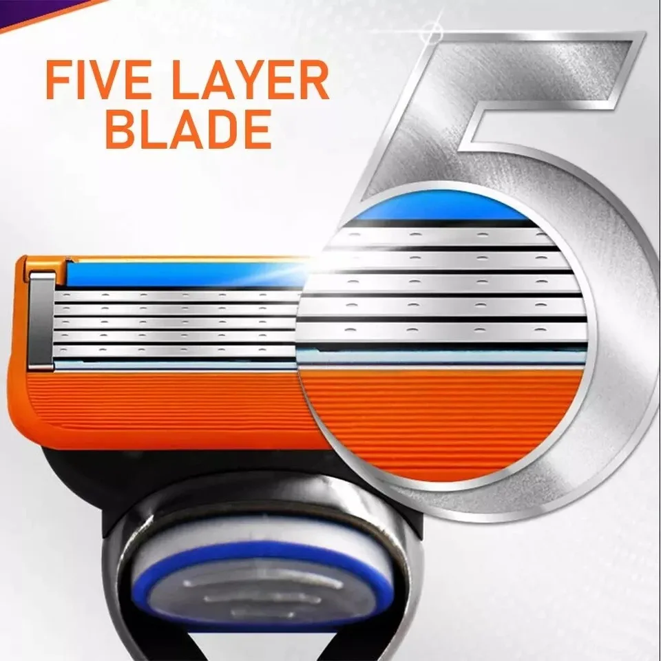 8PCS Disassembled Stainless Steel Shaver Blade Holder For Men's Razor Blades,Gillette Fusion Blade Refills Compatible view 2