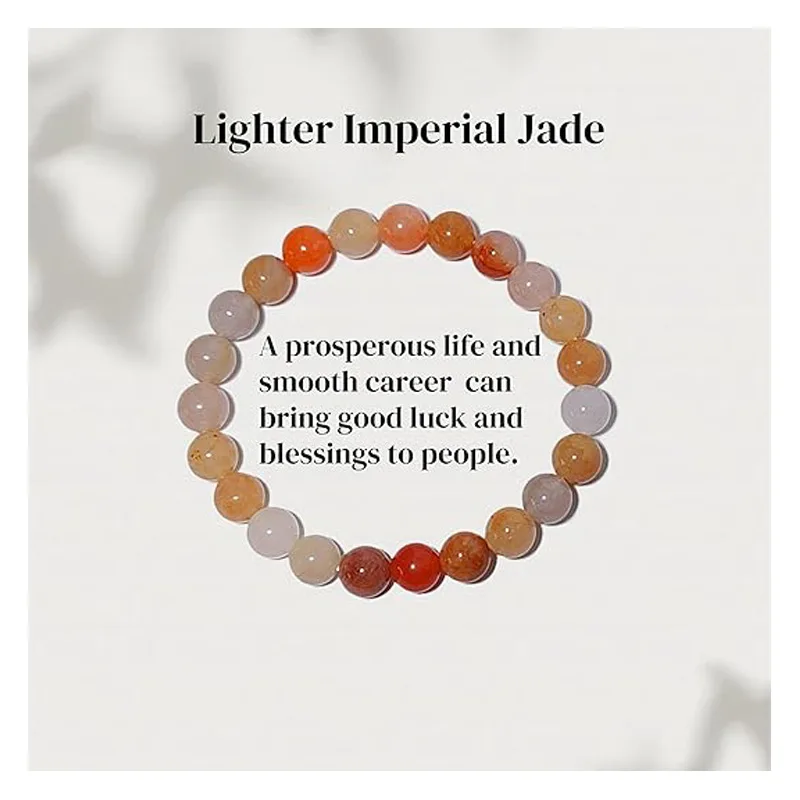 Ansicht 6 von Healing Crystals Beaded Bracelets For Womens Natural Gemstone 8mm Beads Stretch Bracelets With Double Happiness Pendant