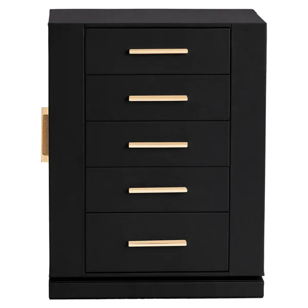 Four Sides With Storage, 5 Drawers That Can Rotate. Black Cabinet Body, Velvet Fabric. Necklace Box. view 8