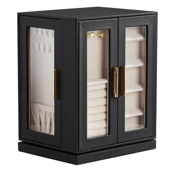 Four Sides With Storage, 5 Drawers That Can Rotate. Black Cabinet Body, Velvet Fabric. Necklace Box. view 5