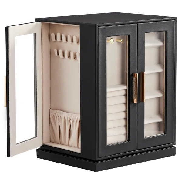 Four Sides With Storage, 5 Drawers That Can Rotate. Black Cabinet Body, Velvet Fabric. Necklace Box. view 4