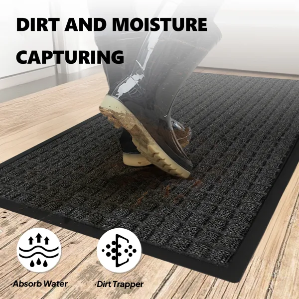 1PC Polypropylene Small Grid Composite Rubber Mat, Gray, 45x75x0.7cm, Kitchen & Home Floor Mat view 2