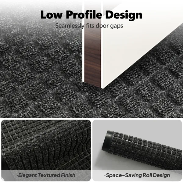 1PC Polypropylene Small Grid Composite Rubber Mat, Gray, 45x75x0.7cm, Kitchen & Home Floor Mat view 3