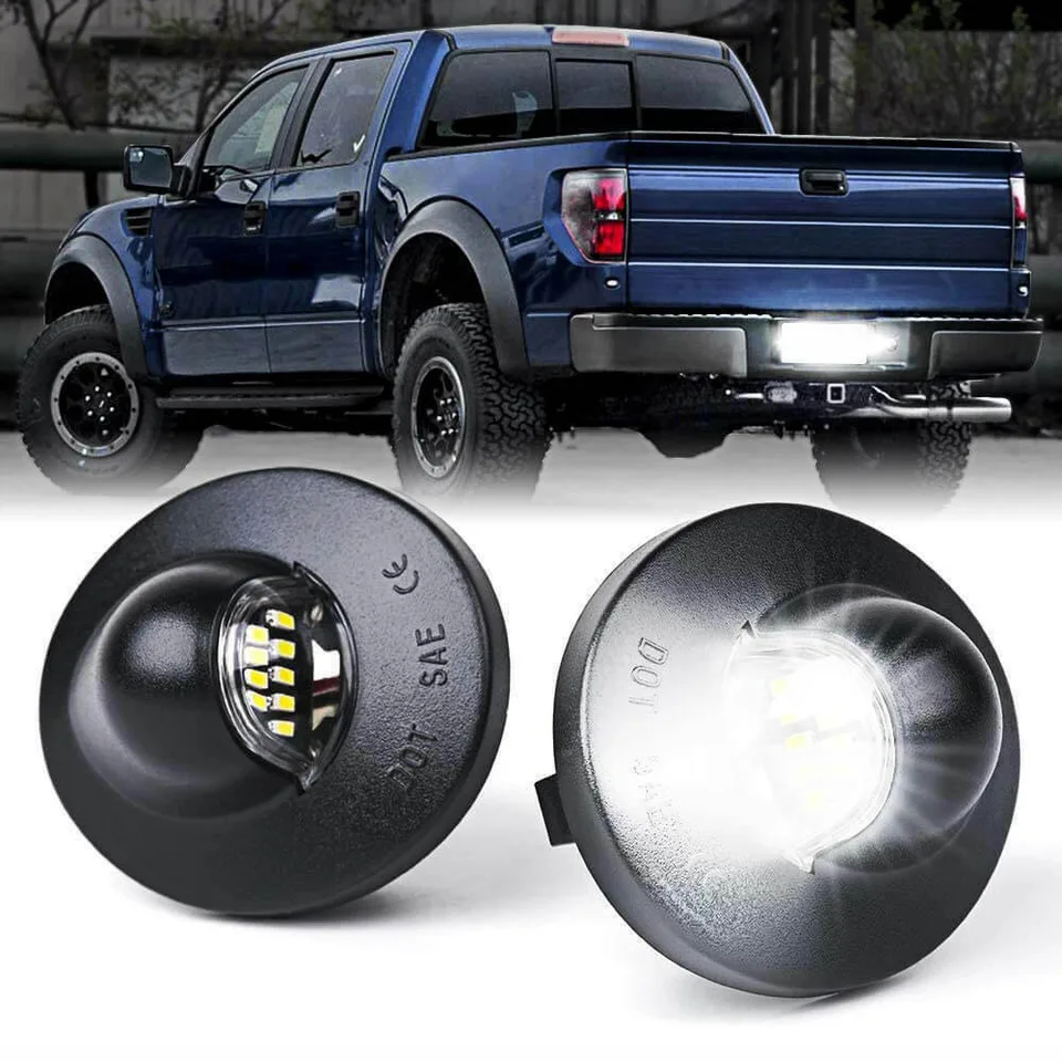 2x LED License Plate Light Tag Lamp Assembly Replacement For Ford F150 F250 F350