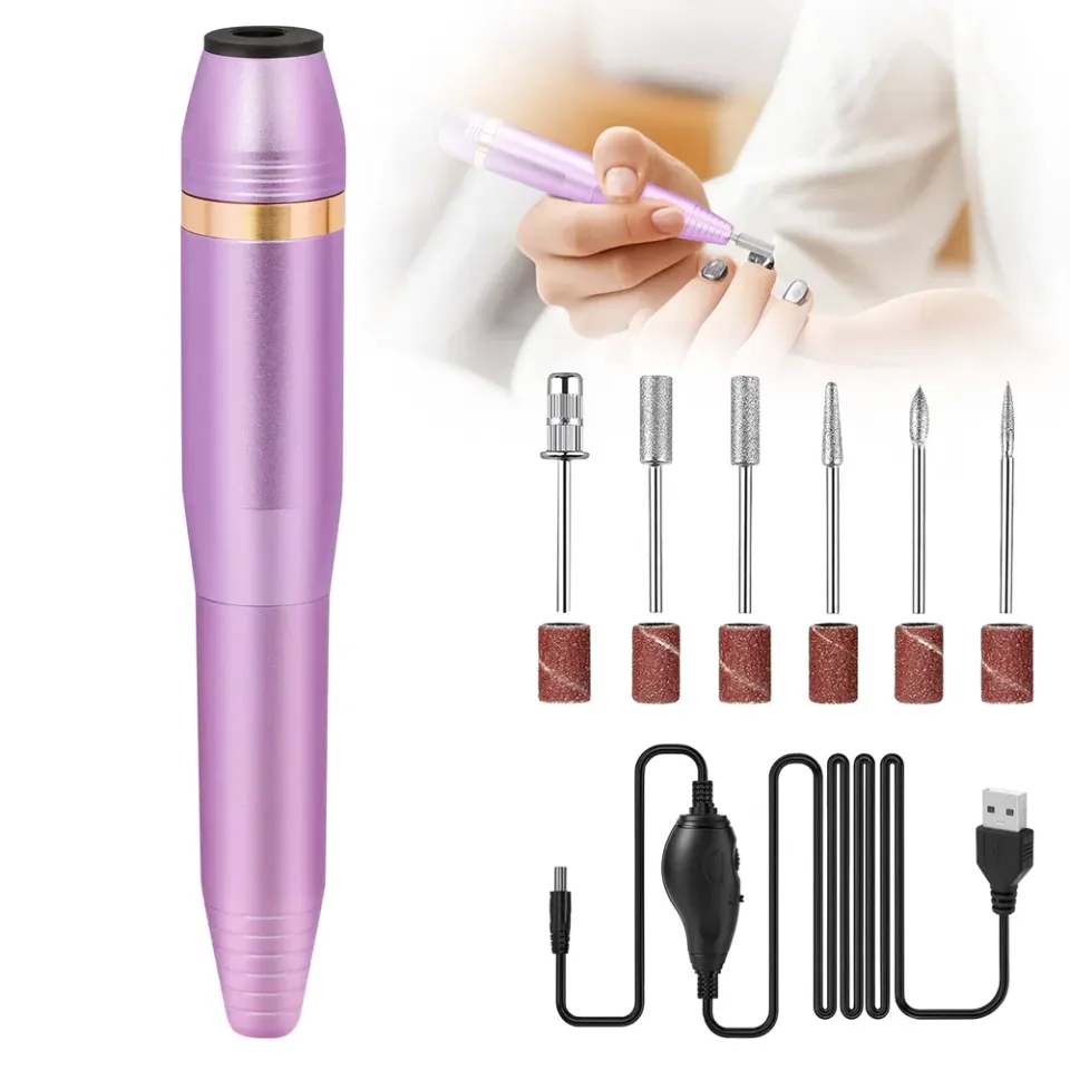 Portable Electric Nail Drill, Professional Nail File Kit For Acrylic, Gel Nails, Manicure Pedicure With Nail Drill Bits Sanding Bands Rose view 2