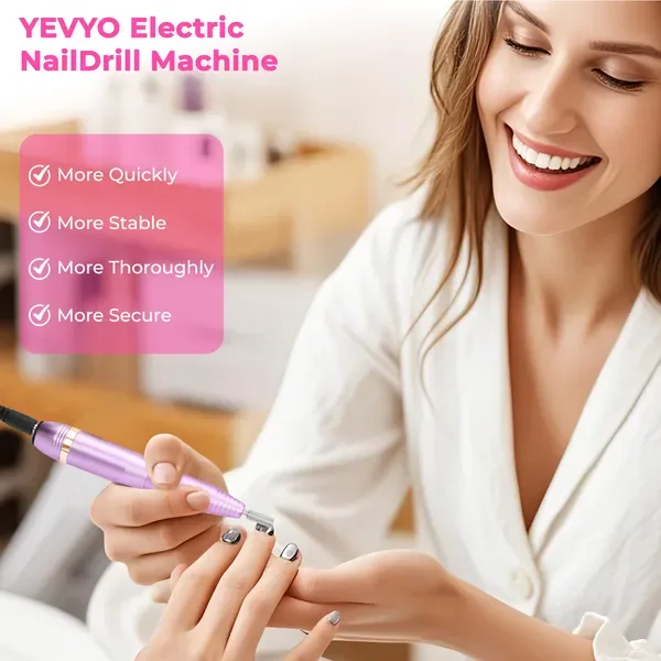 Portable Electric Nail Drill, Professional Nail File Kit For Acrylic, Gel Nails, Manicure Pedicure With Nail Drill Bits Sanding Bands Rose view 3