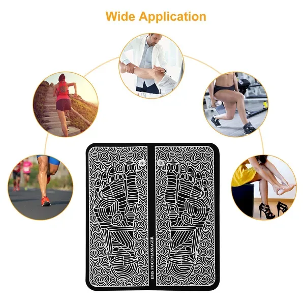 EMS Foot Massage Pad Electric Stimulator Massager Unit Rechargeable Leg Reshaping Muscle Pain Relax Massage Mat W& 6 Modes 9 Intensity Levels view 3