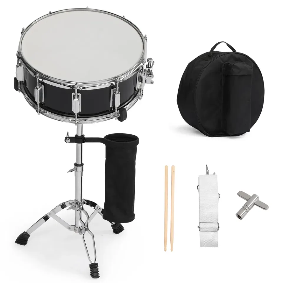 14 X 5.5in Snare Drum Set With Drumstick Holder, Snare Drum Bag, Strap, Mute Pad & Drum Stick For Beginner Student Black view 3