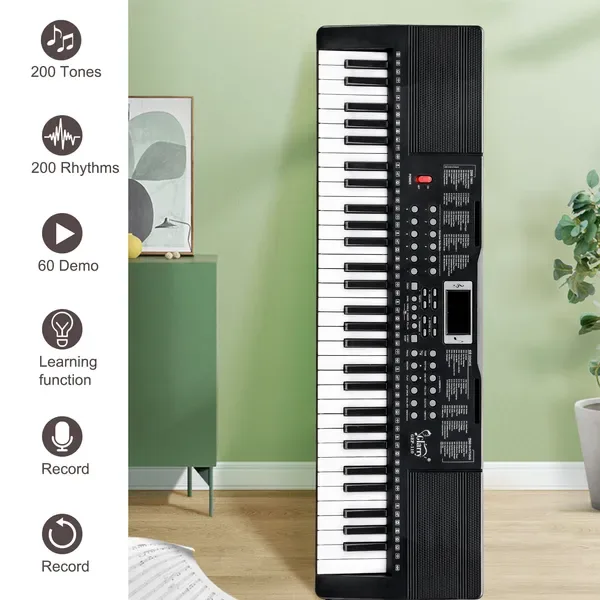 Do Not Sell On Amazon GEP-110 61 Key Keyboard With Piano Stand, Piano Bench, Built In Speakers, Headphone, Microphone, Music Rest, LED view 2