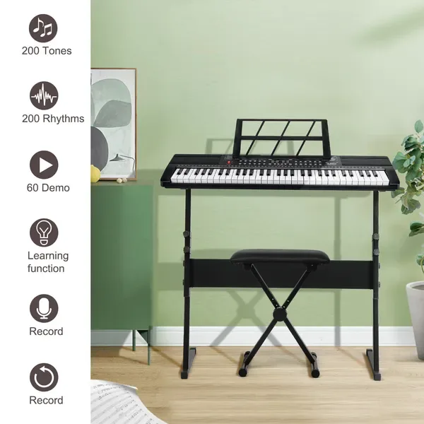 Do Not Sell On Amazon GEP-110 61 Key Keyboard With Piano Stand, Piano Bench, Built In Speakers, Headphone, Microphone, Music Rest, LED view 3