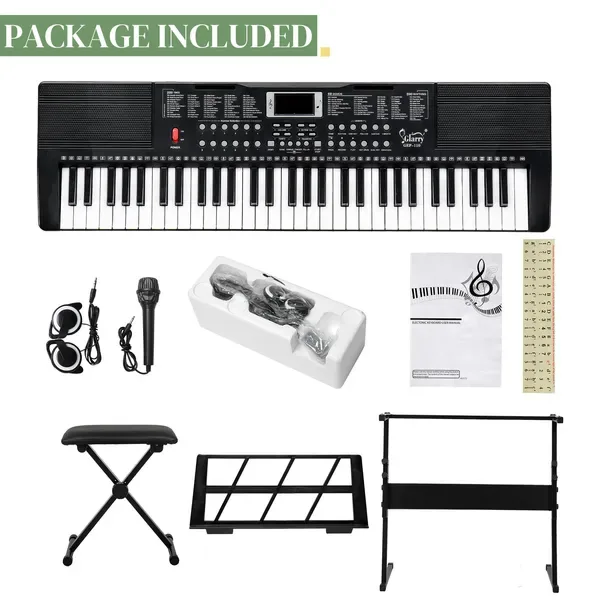 Do Not Sell On Amazon GEP-110 61 Key Keyboard With Piano Stand, Piano Bench, Built In Speakers, Headphone, Microphone, Music Rest, LED view 4