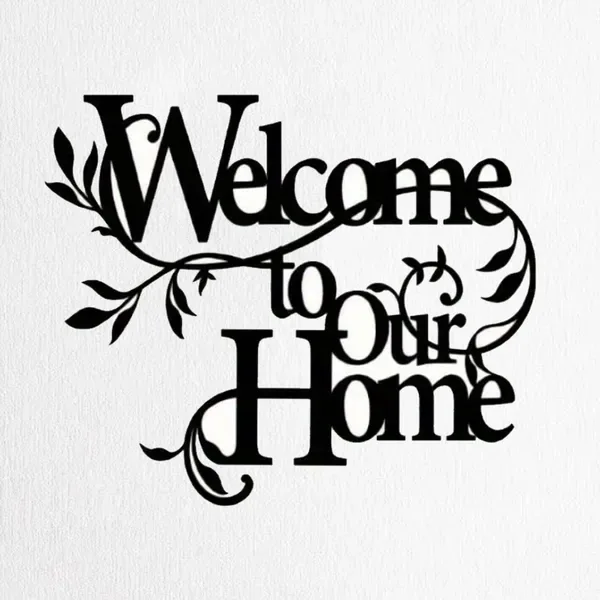 CIFbuy Iron 'Welcome To Our Home' Floral Wall Art, Cozy Style Wall Hanging, Entryway Home Decor - TikTok, Temu, Self-pickup Available