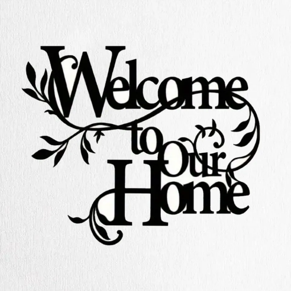 CIFbuy Iron 'Welcome To Our Home' Floral Wall Art, Cozy Style Wall Hanging, Entryway Home Decor - TikTok, Temu, Self-pickup Available view 3