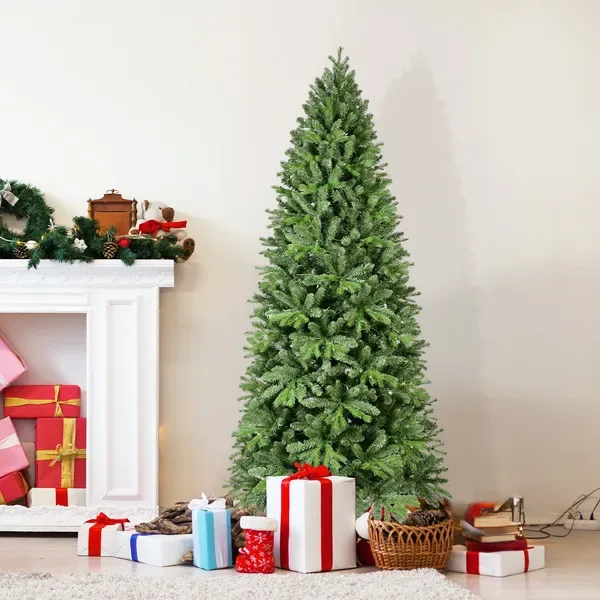 Artificial 6ft Green Christmas Tree With 1032 PE&PVC Mixed Branch Tips, 300L Warm White Led, Memory Wire&iron Wire, Hinged Premium & view 2