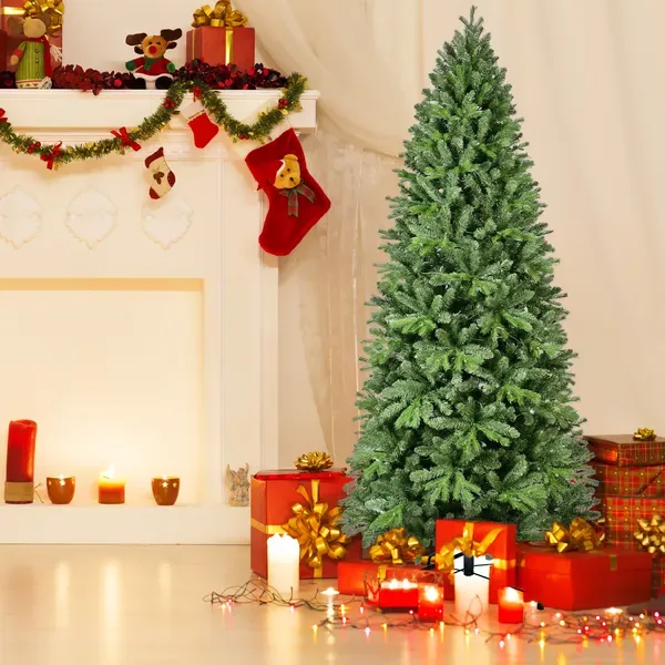 Artificial 6ft Green Christmas Tree With 1032 PE&PVC Mixed Branch Tips, 300L Warm White Led, Memory Wire&iron Wire, Hinged Premium & view 4