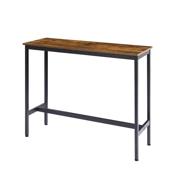 Bar Table Set With 2 Bar Stools PU Soft Seat With Backrest, Rustic Brown, 43.31'' L X 15.75'' W X 35.43'' H.