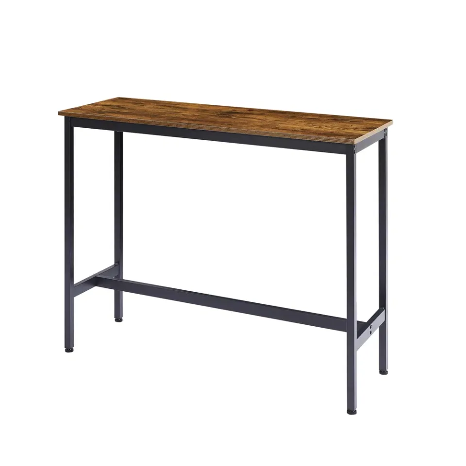 Bar Table Set With 2 Bar Stools PU Soft Seat With Backrest, Rustic Brown, 43.31'' L X 15.75'' W X 35.43'' H. view 3