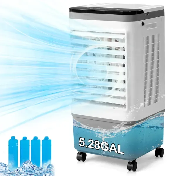 3 In 1 Portable Evaporative Cooler,720R,Indoor,Outdoor,461CFM Air Cooler With Remote,Copper Motor,5.28 Gal Water Tank & Scroll Casters, 4