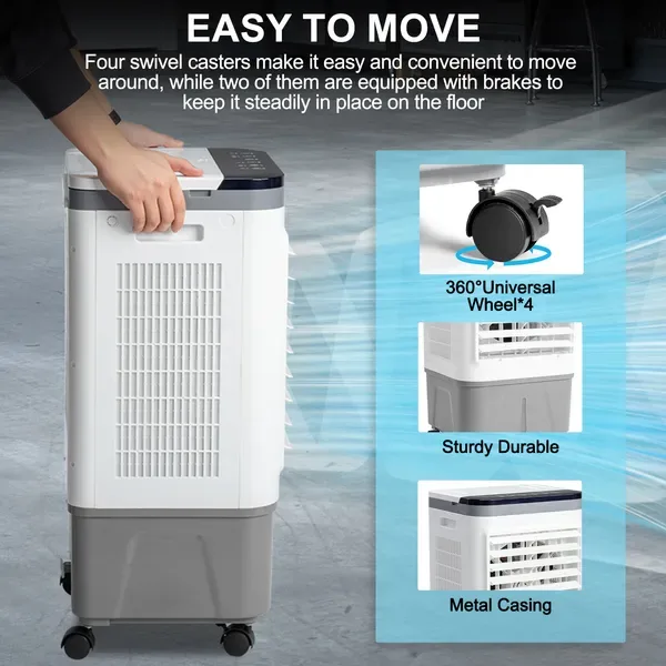 3 In 1 Portable Evaporative Cooler,720R,Indoor,Outdoor,461CFM Air Cooler With Remote,Copper Motor,5.28 Gal Water Tank & Scroll Casters, 4 view 3