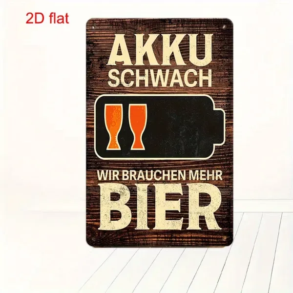 CIFbuy Vintage AKKU SCHWACH Low Battery Need More Beer Metal Tin Sign Multi-Use Yard Sign For Bar Office Home Cafe Restaurant - TikTok, Temu Pick-up Service