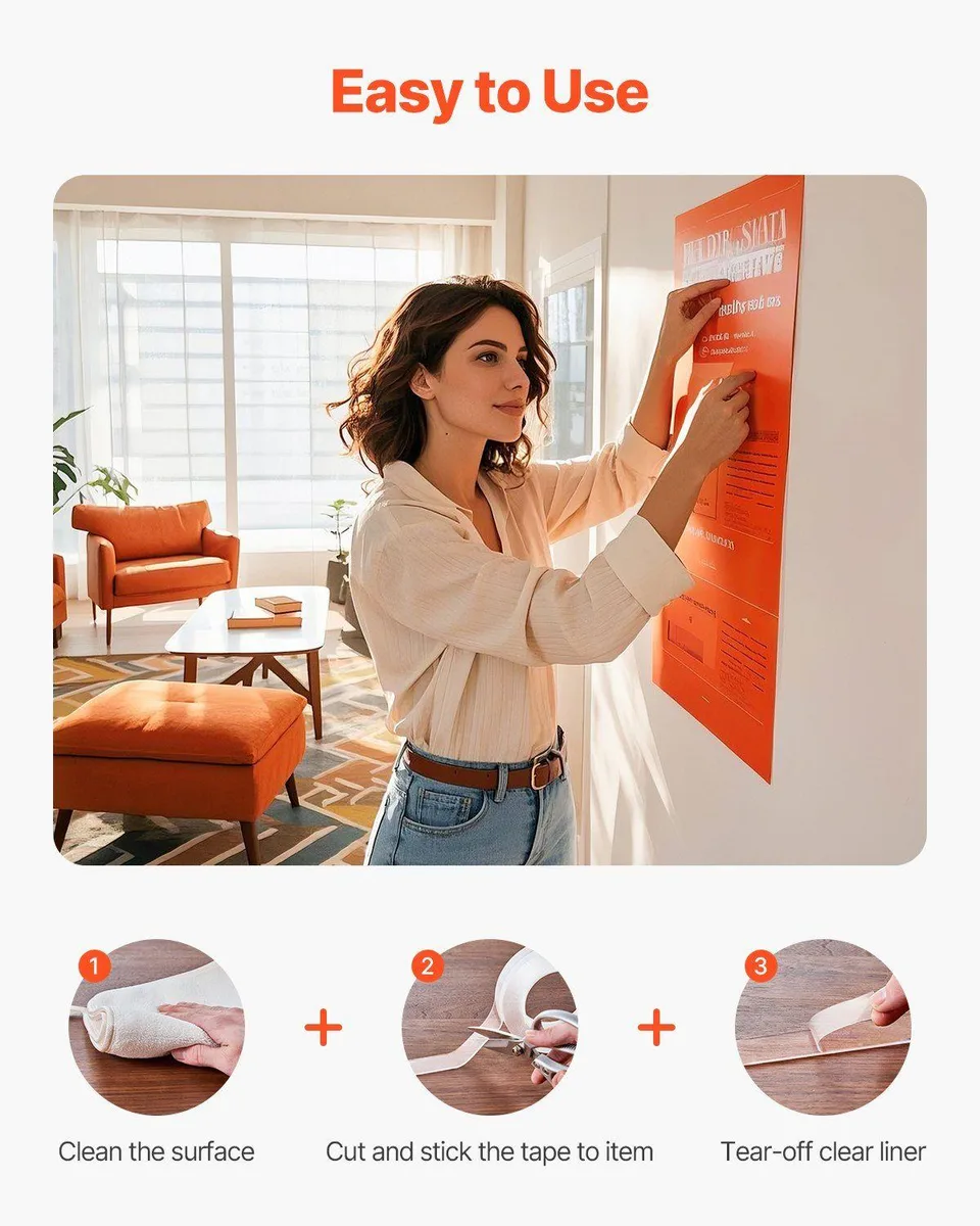 Strong Adhesive, Waterproof, High Temperature Resistant, Long-lasting Double-sided Tape, A Must-have For Home DIY And Office Use. view 2
