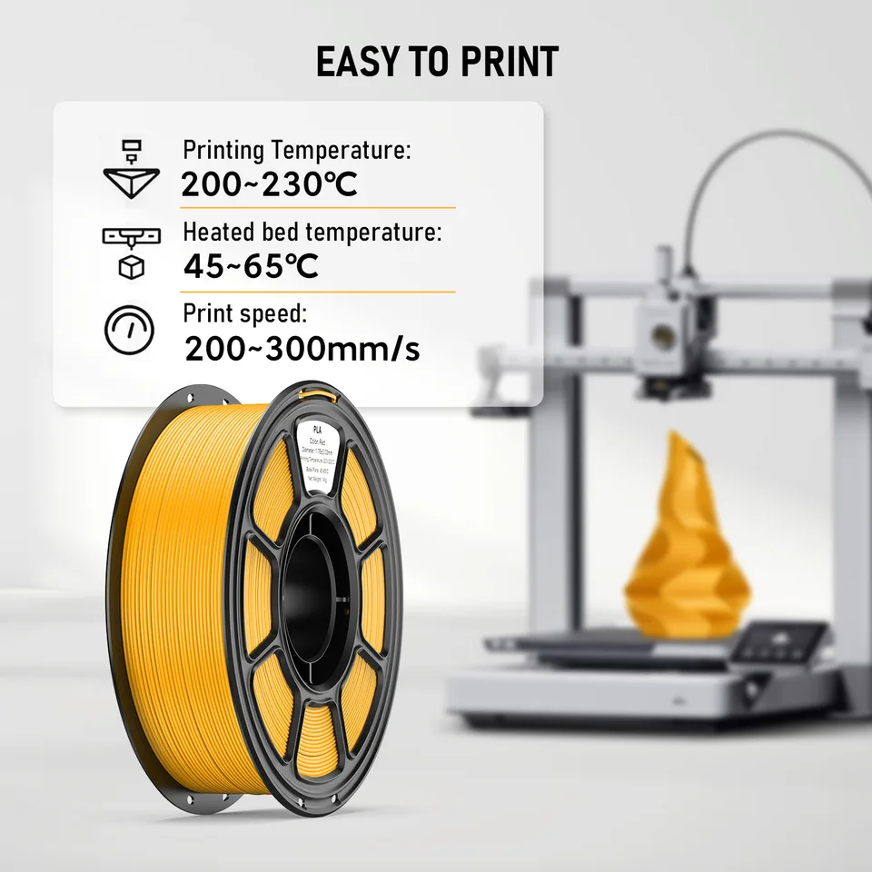 Silk PLA Filament 1.75mm, 1.1kg Spool, Glossy Shiny Finish, Smooth Printing 3D Printer Filament view 7
