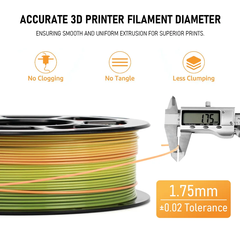 Rainbow Gradient PETG Filament For 3D Printers, Multicolor Color Changing Printing Material, Compatible With Most FDM Printers view 3