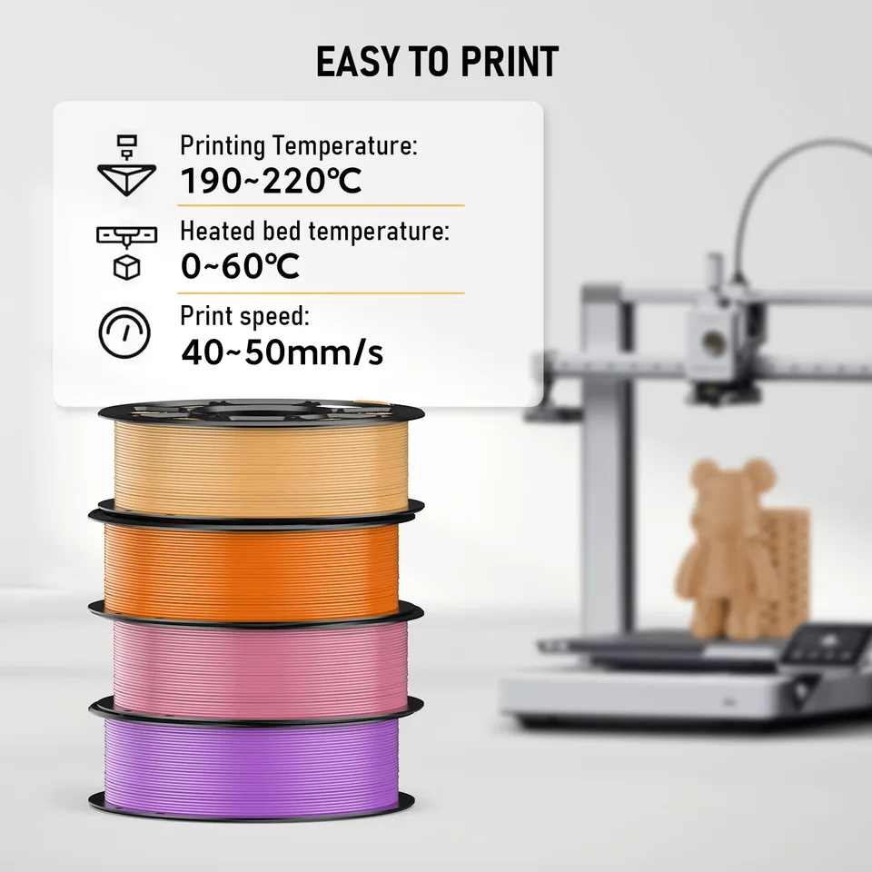 PLA 5 Pack 3D Printer Filament, 1.75mm PLA Filament Bundle, 5 Rolls Set For FDM 3D Printers, Smooth Printing, Low Warping, Easy To Print view 6