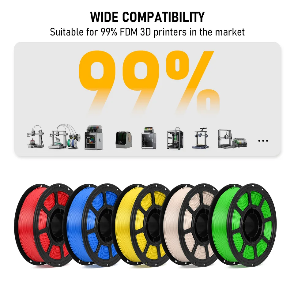 PLA 5 Pack 3D Printer Filament, 1.75mm PLA Filament Bundle, 5 Rolls Set For FDM 3D Printers, Smooth Printing, Low Warping, Easy To Print view 2