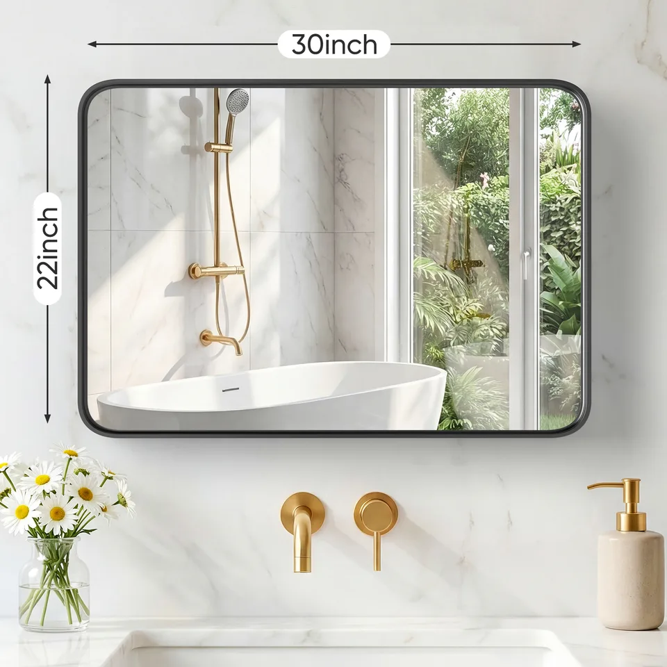 Wall Mirror With Rectangular Metal Frame view 2