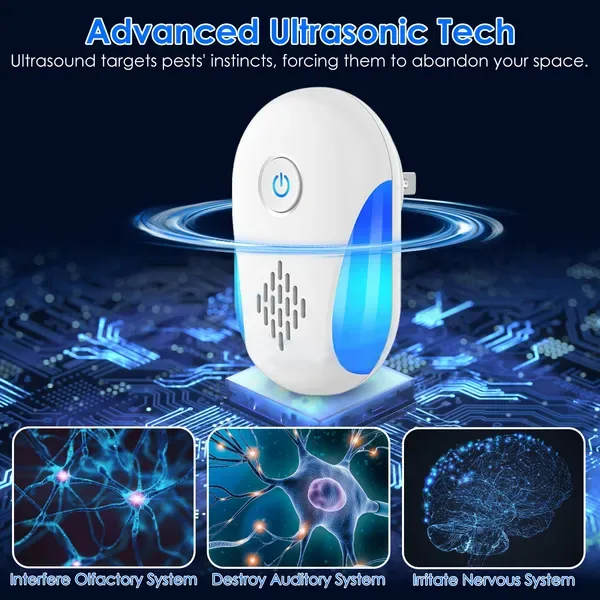 6 Packs Ultrasonic Pest Repellers Electric Plug-In Indoor Pest Control view 2