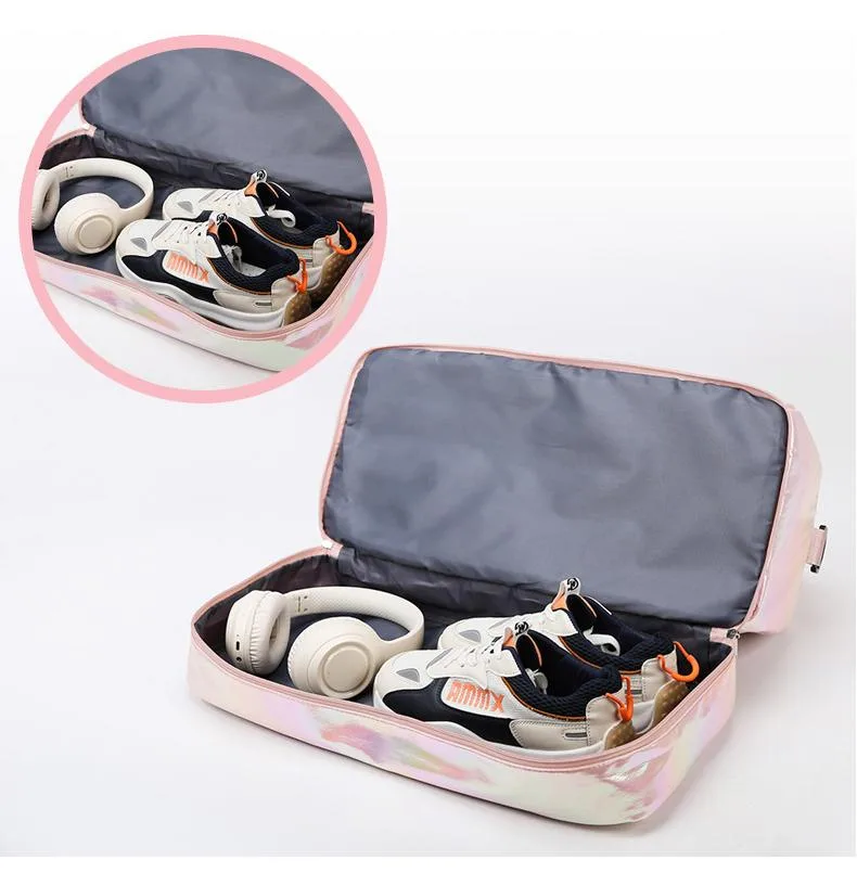Iridescent Pearl Gym Bag ,Holographic Shiny Sports Duffel With Separate Shoe Compartment,Large Capacity Yoga Bag With Wet Dry Separation view 4