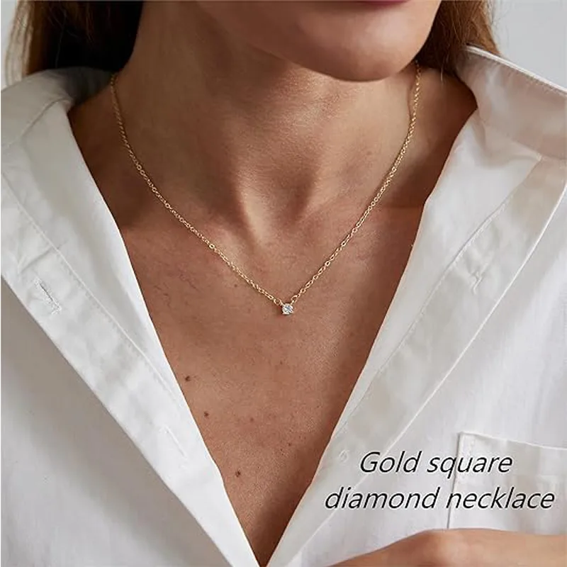 Weergave 4 van 14K Gold Solitaire Pendant Necklaces